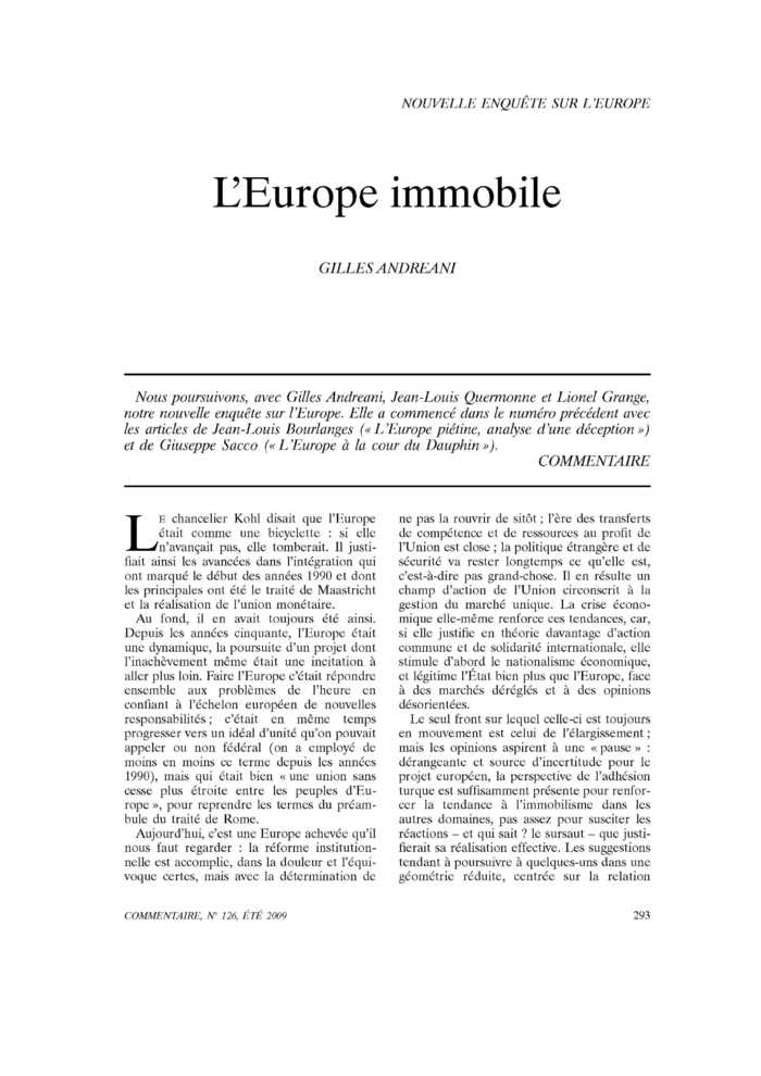 L’Europe immobile
 – page 1