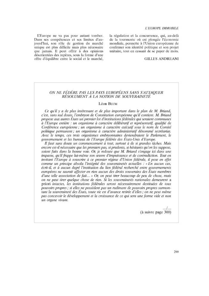 ON NE FÉDÈRE PAS LES PAYS EUROPÉENS SANS S’ATTAQUER RÉSOLUMENT À LA NOTION DE SOUVERAINETÉ
 – page 1