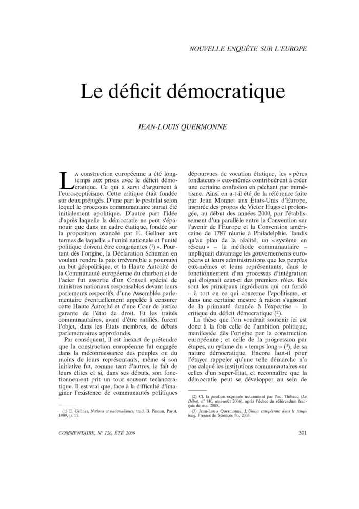 Le déficit démocratique
 – page 1