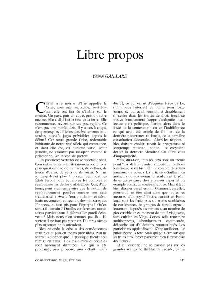 Libre propos
 – page 1