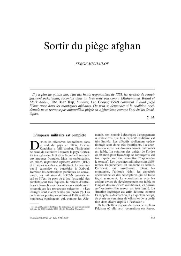 Sortir du piège afghan
 – page 1