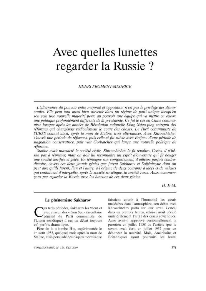 Avec quelles lunettes regarder la Russie ?
 – page 1