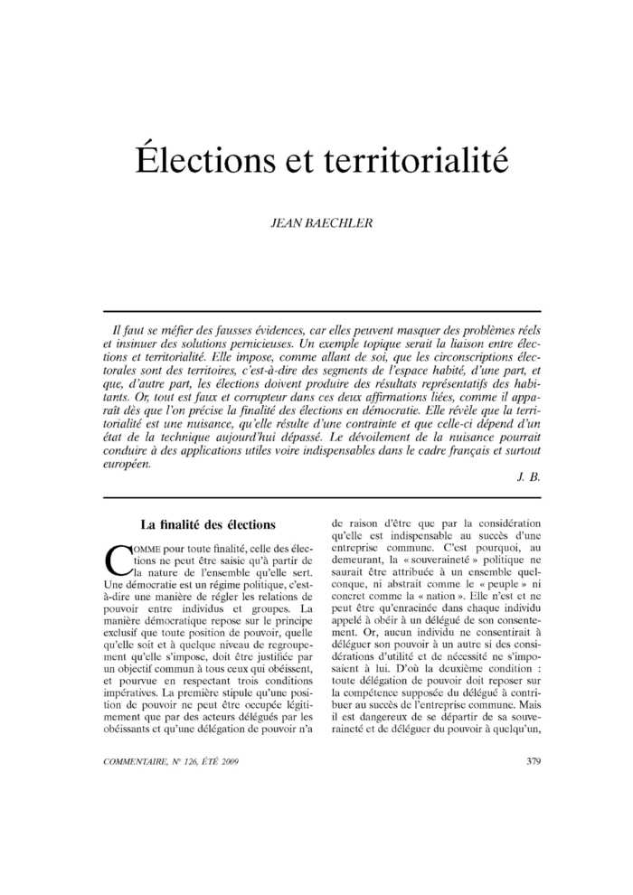 Élections et territorialité
 – page 1