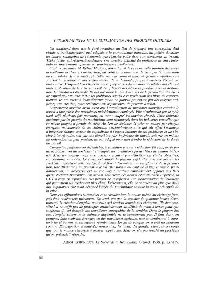 LES SOCIALISTES ET LA SUBLIMATION DES PRÉJUGÉS OUVRIERS
 – page 1