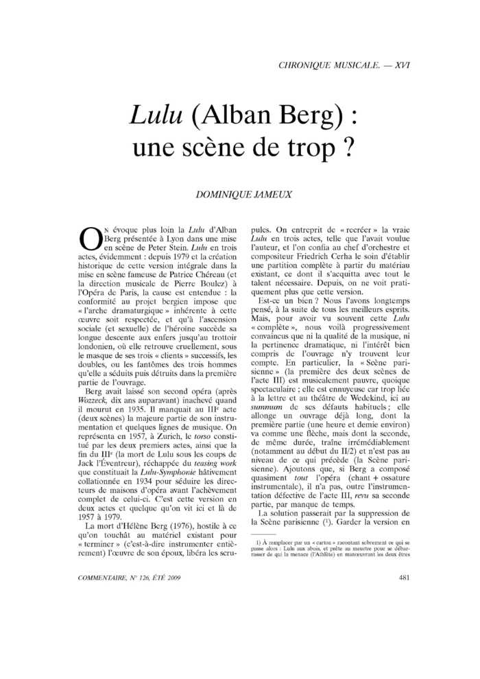 Lulu (Alban Berg) : une scène de trop ?
 – page 1
