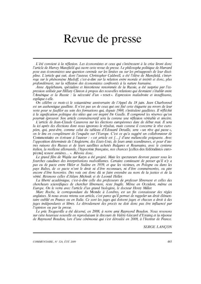 Revue de presse
 – page 1
