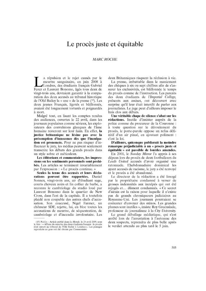 Le procès juste et équitable
 – page 1