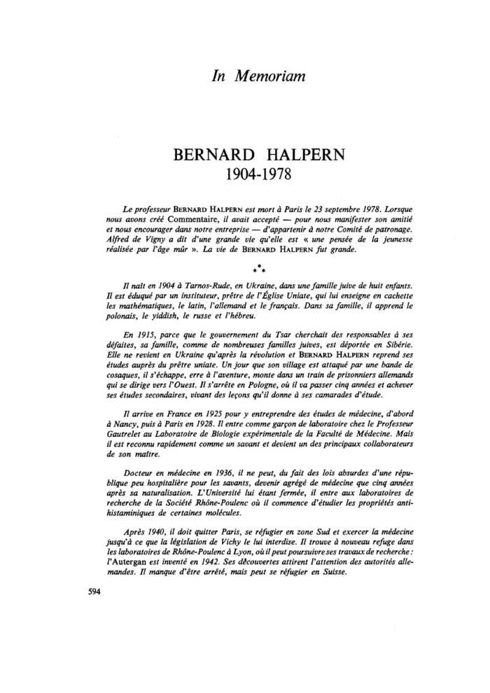 BERNARD HALPERN 1904-1978
 – page 1