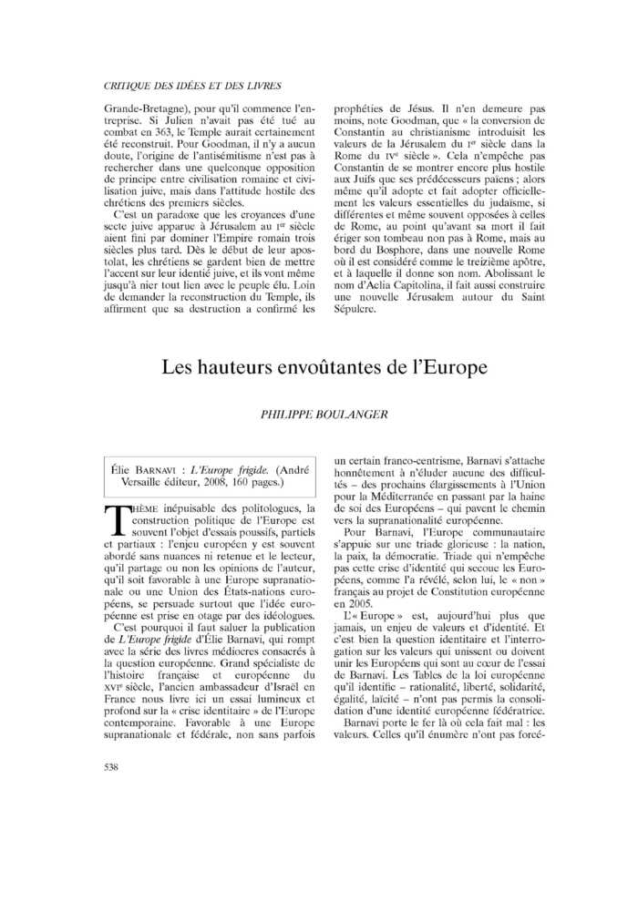 Les hauteurs envoûtantes de l’Europe
 – page 1