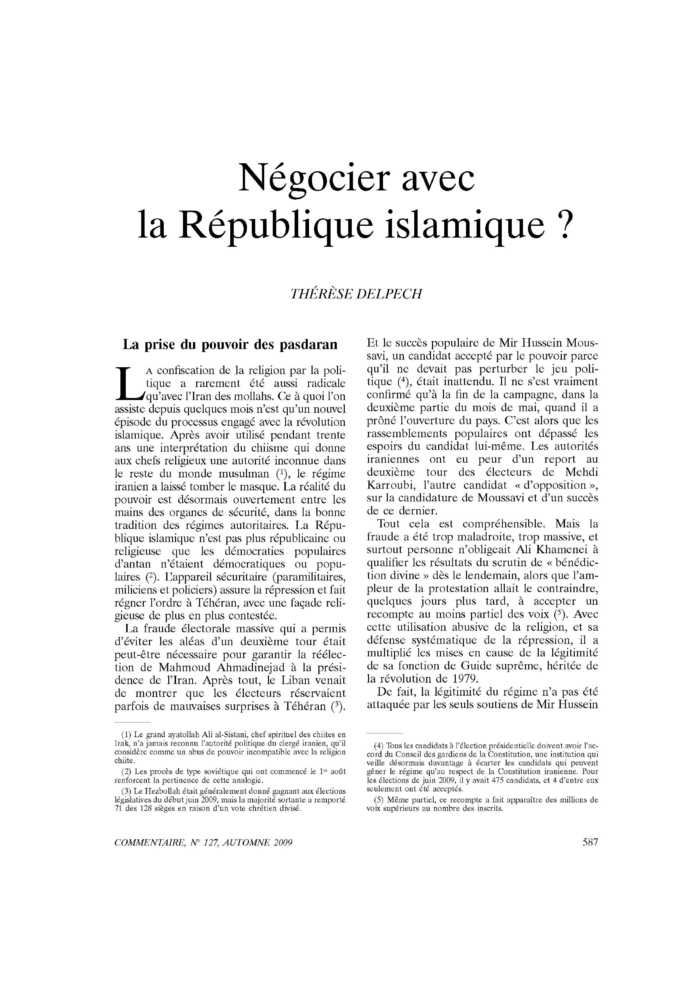 Négocier avec la République islamique ?
 – page 1