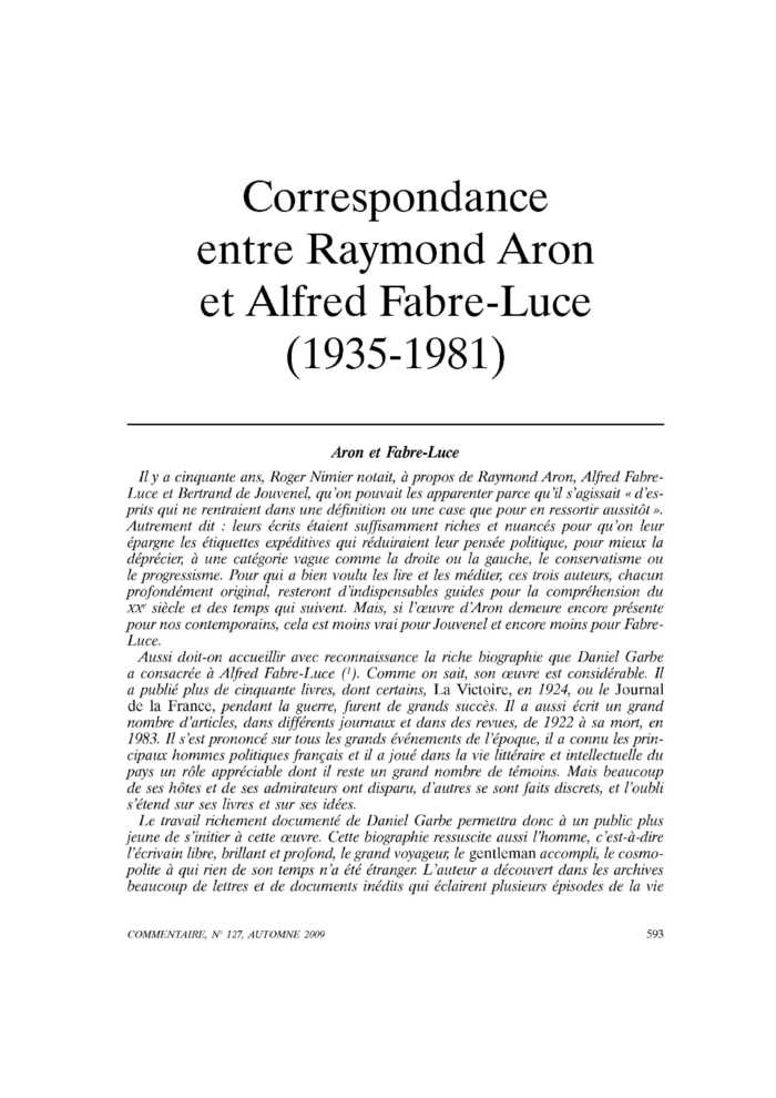 Aron et Fabre-Luce
 – page 1