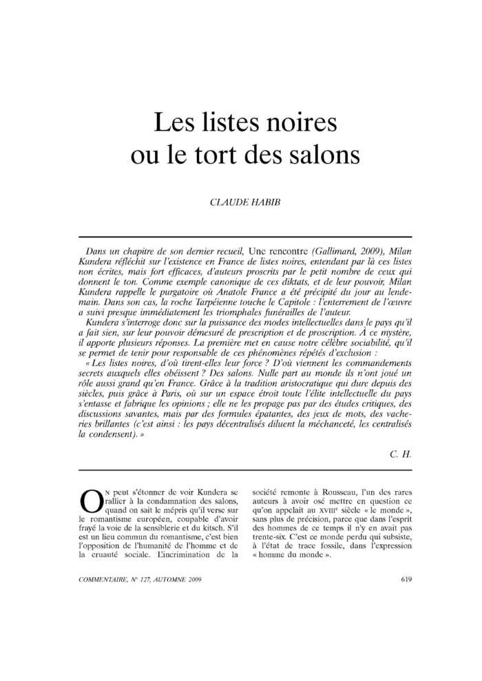 Les listes noires ou le tort des salons
 – page 1