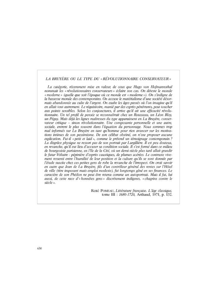 LA BRUYÈRE OU LE TYPE DU « RÉVOLUTIONNAIRE CONSERVATEUR »
 – page 1