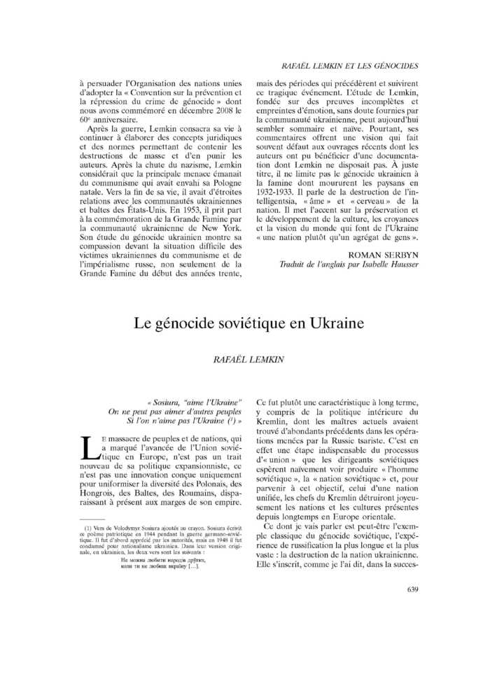 Le génocide soviétique en Ukraine
 – page 1