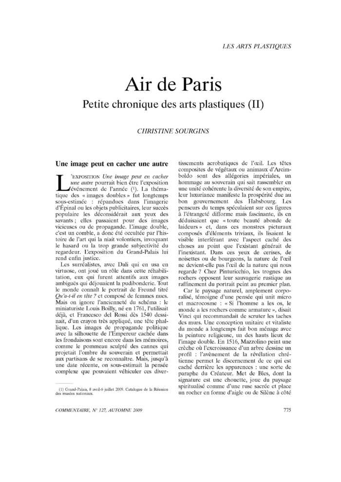 Air de Paris. Petite chronique des arts plastiques (II)
 – page 1