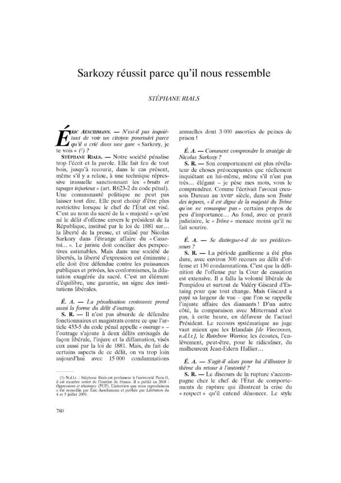 Sarkozy réussit parce qu’il nous ressemble
 – page 1