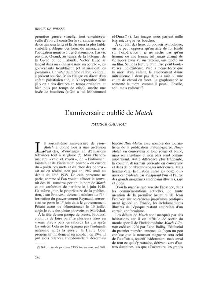 L’anniversaire oublié de Match
 – page 1