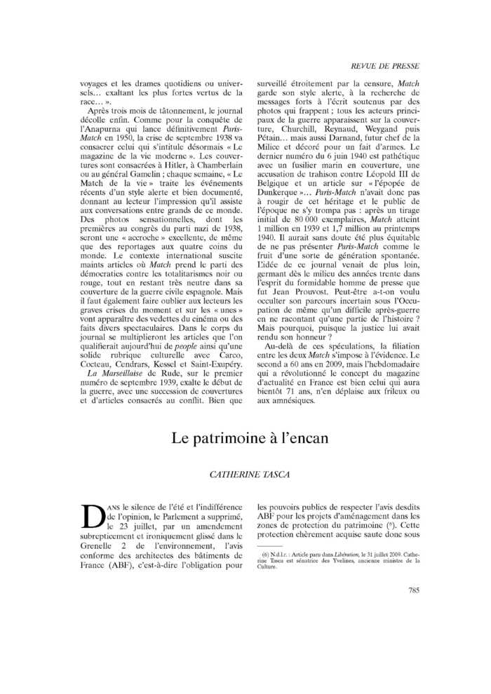Le patrimoine à l’encan
 – page 1