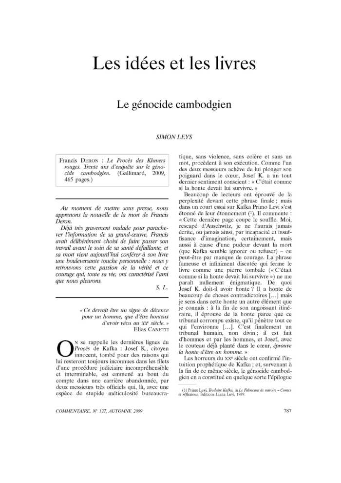 Le génocide cambodgien
 – page 1