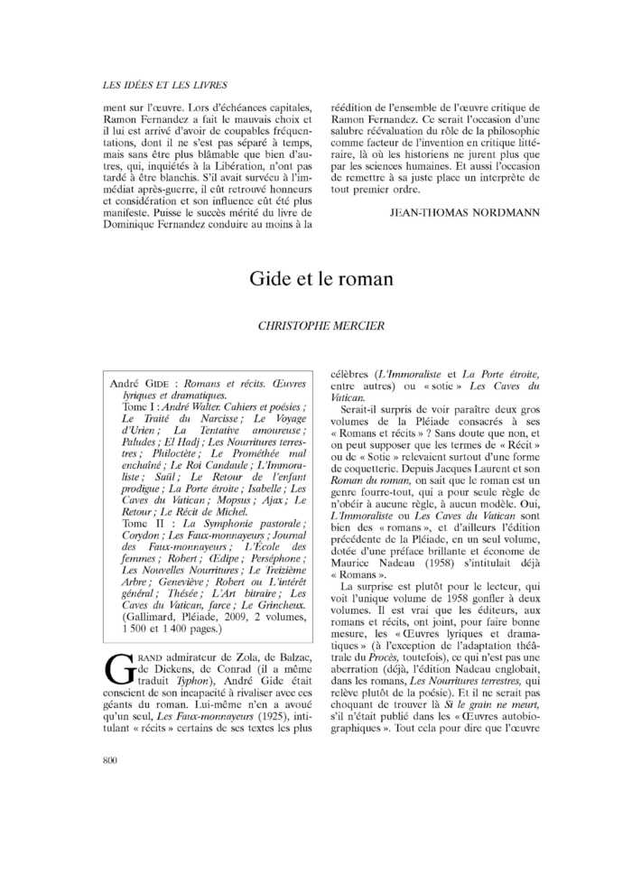 Gide et le roman
 – page 1