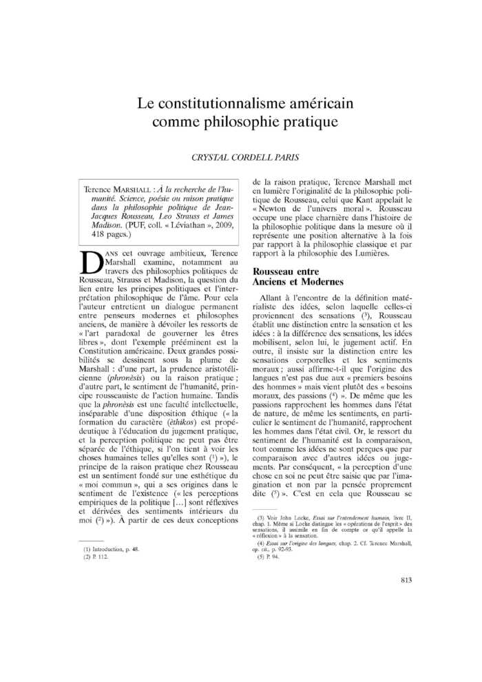 Le constitutionnalisme américain comme philosophie pratique
 – page 1