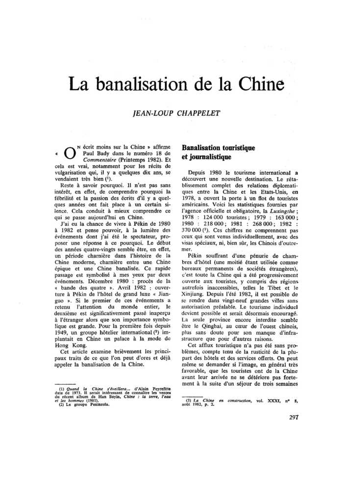 La banalisation de la Chine
 – page 1