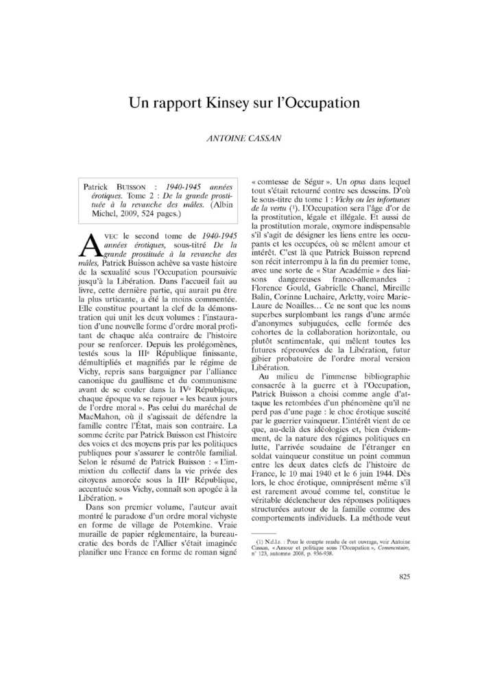 Un rapport Kinsey sur l’Occupation
 – page 1