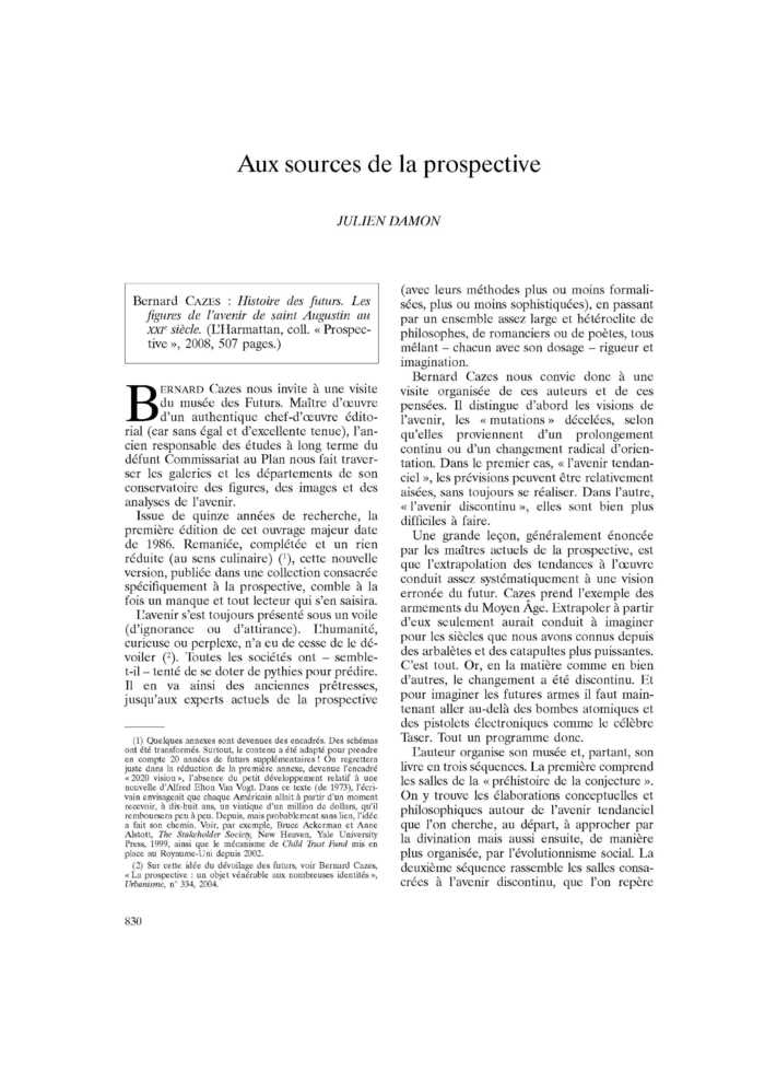 Aux sources de la prospective
 – page 1