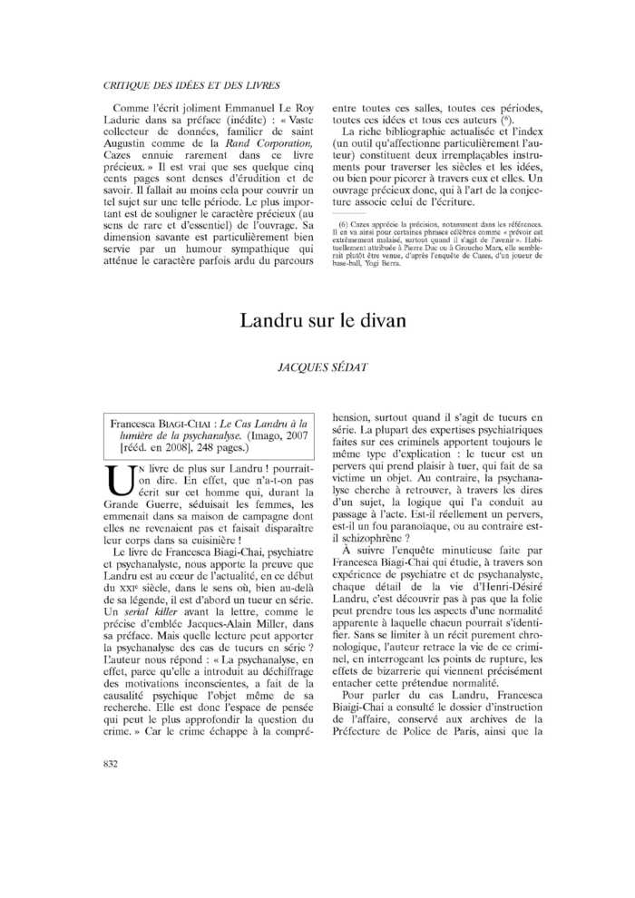 Landru sur le divan
 – page 1