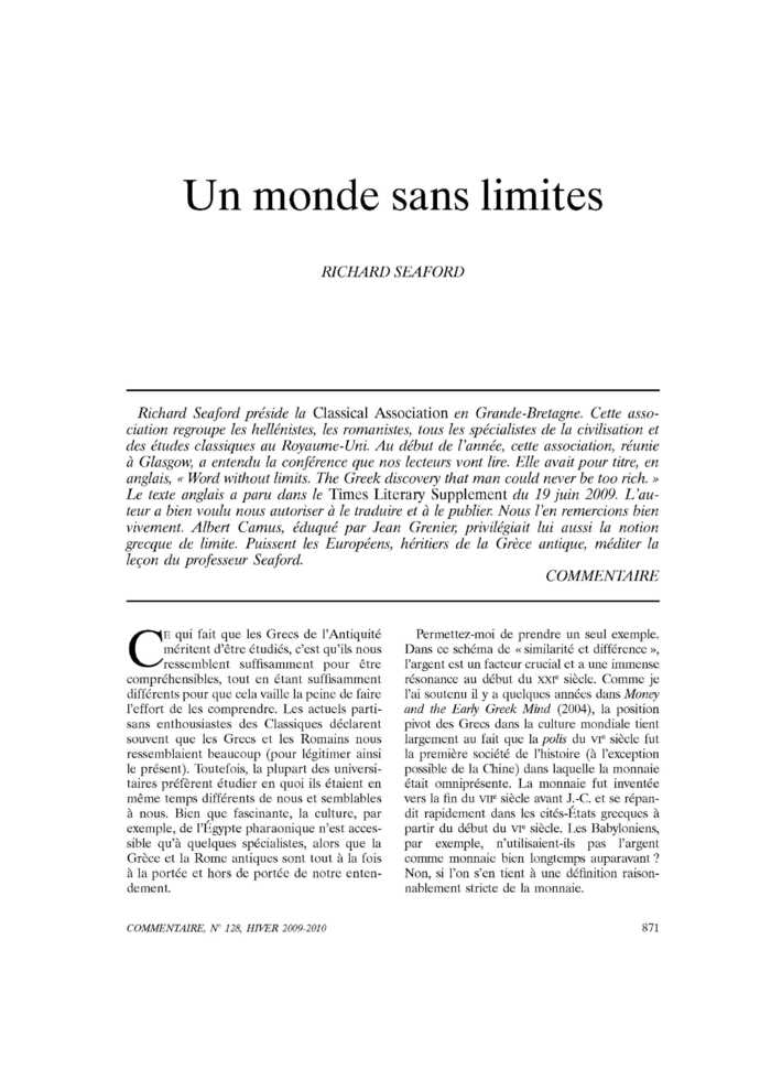 Un monde sans limites
 – page 1