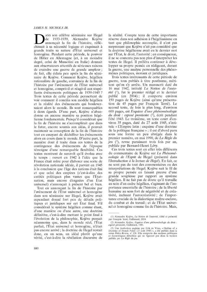 L’enseignement de Kojève sur l’autorité
 – page 1