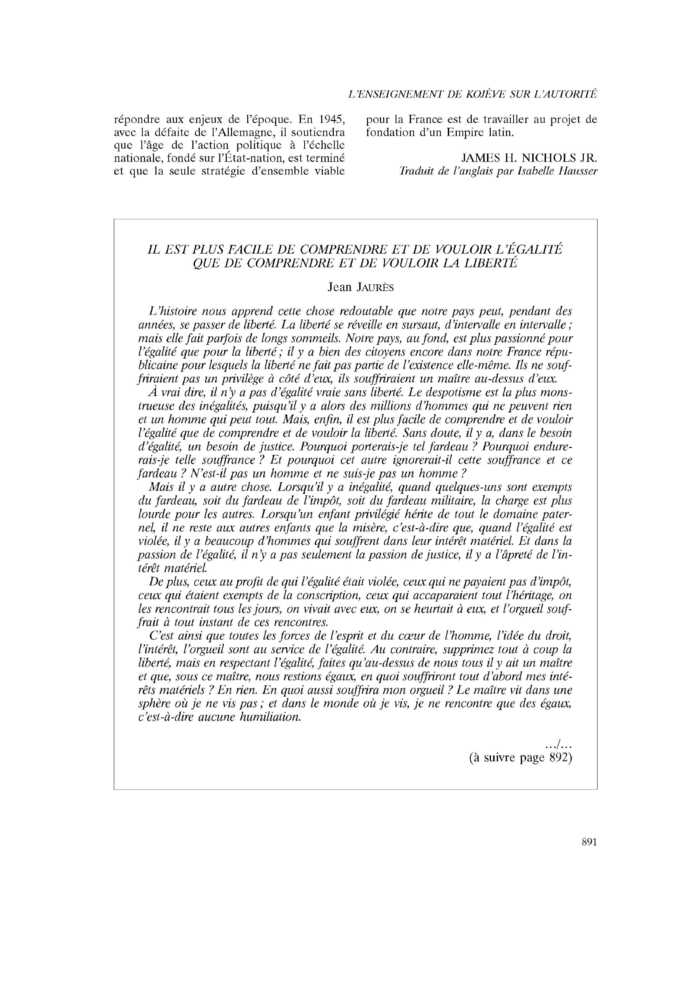 IL EST PLUS FACILE DE COMPRENDRE ET DE VOULOIR L’ÉGALITE QUE DE COMPRENDRE ET DE VOULOIR LA LIBERTÉ
 – page 1