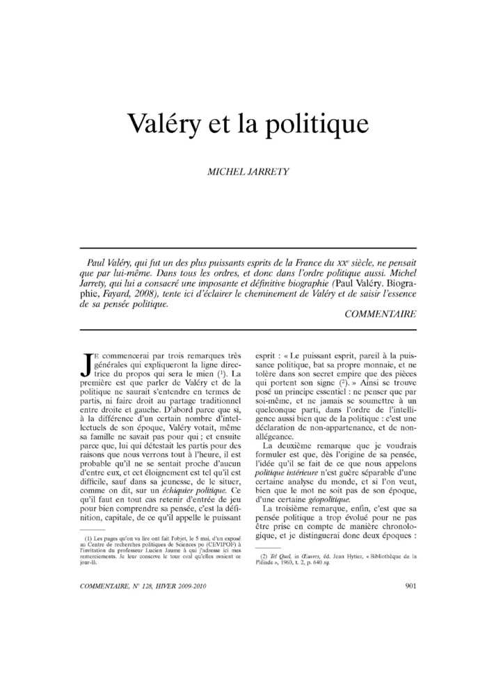 Valéry et la politique
 – page 1