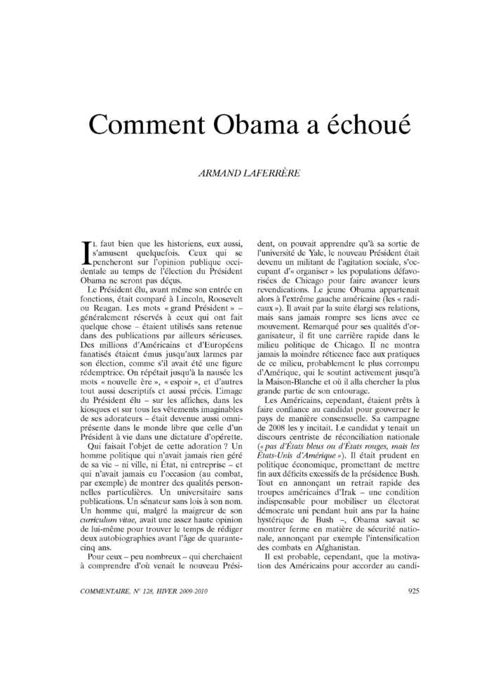 Comment Obama a échoué
 – page 1