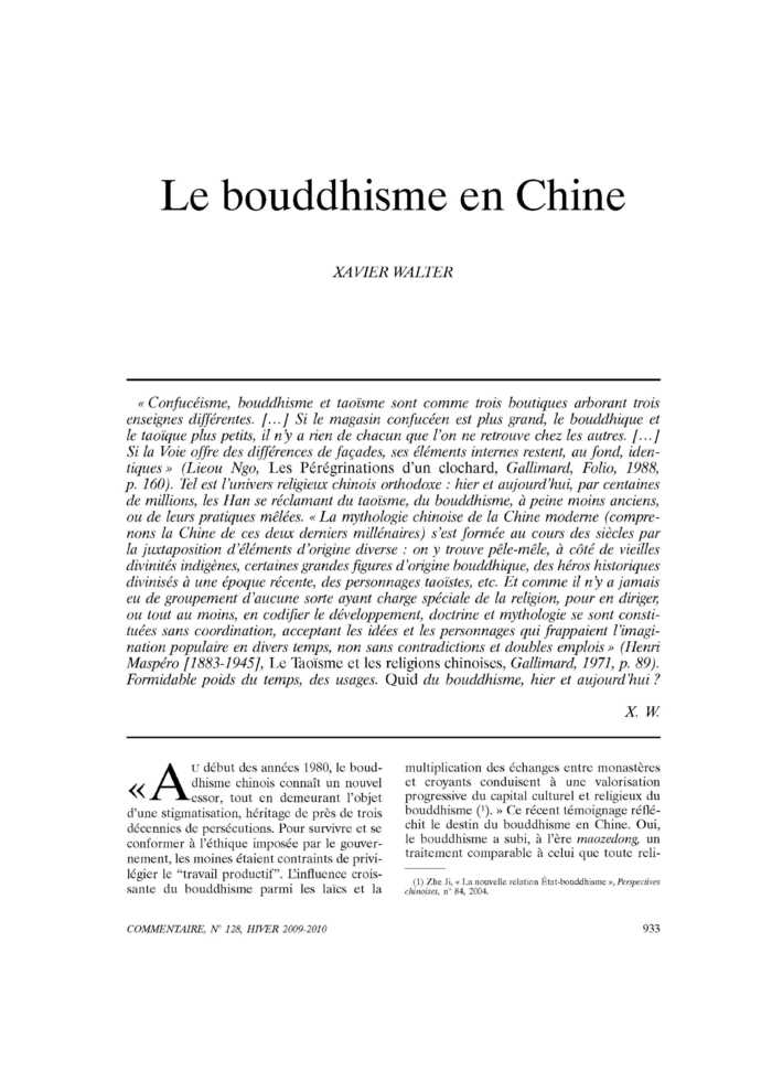 Le bouddhisme en Chine
 – page 1
