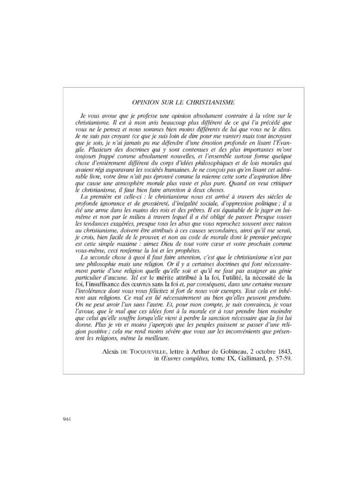 OPINION SUR LE CHRISTIANISME
 – page 1