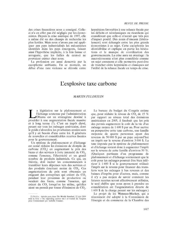 L’explosive taxe carbone
 – page 1
