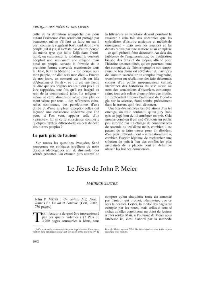 Le Jésus de John P. Meier
 – page 1