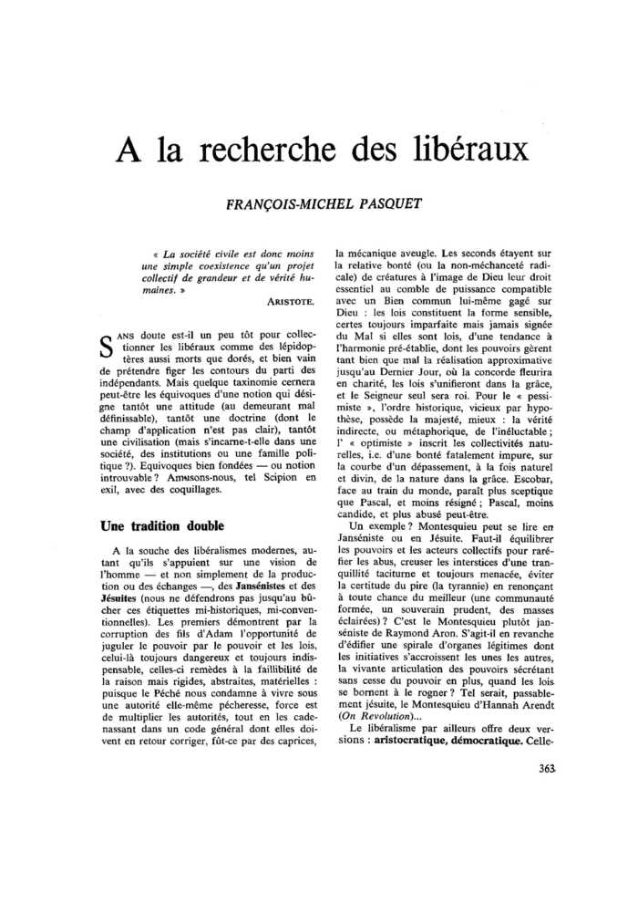 À la recherche des libéraux
 – page 1