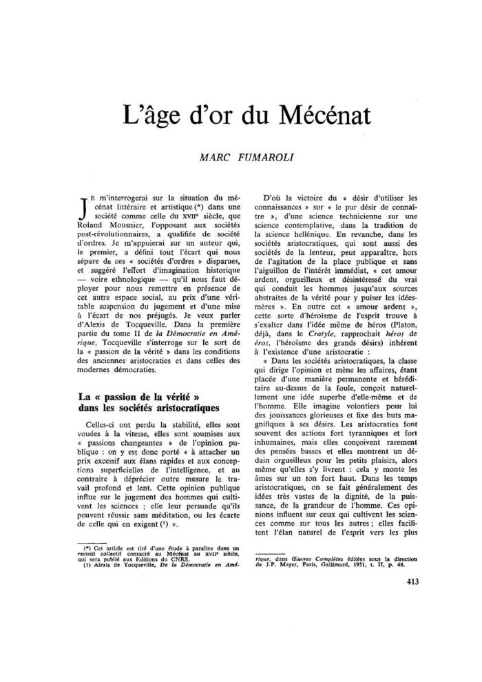 L’âge d’or du Mécénat
 – page 1