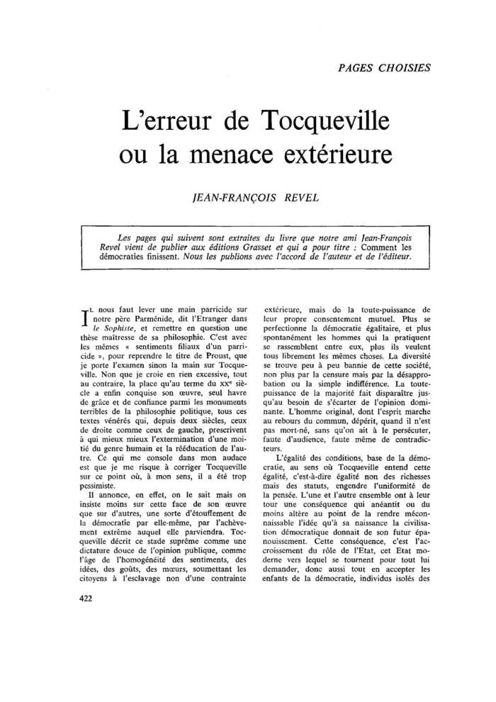 L’erreur de Tocqueville ou la menace extérieure
 – page 1