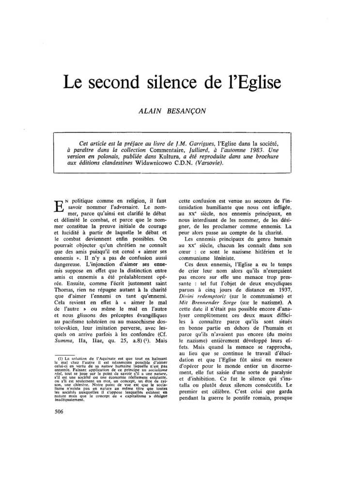 Le second silence de l’Église
 – page 1