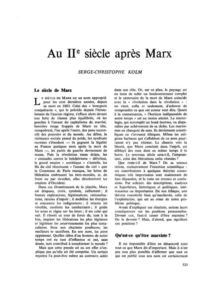Au IIe siècle après Marx
 – page 1
