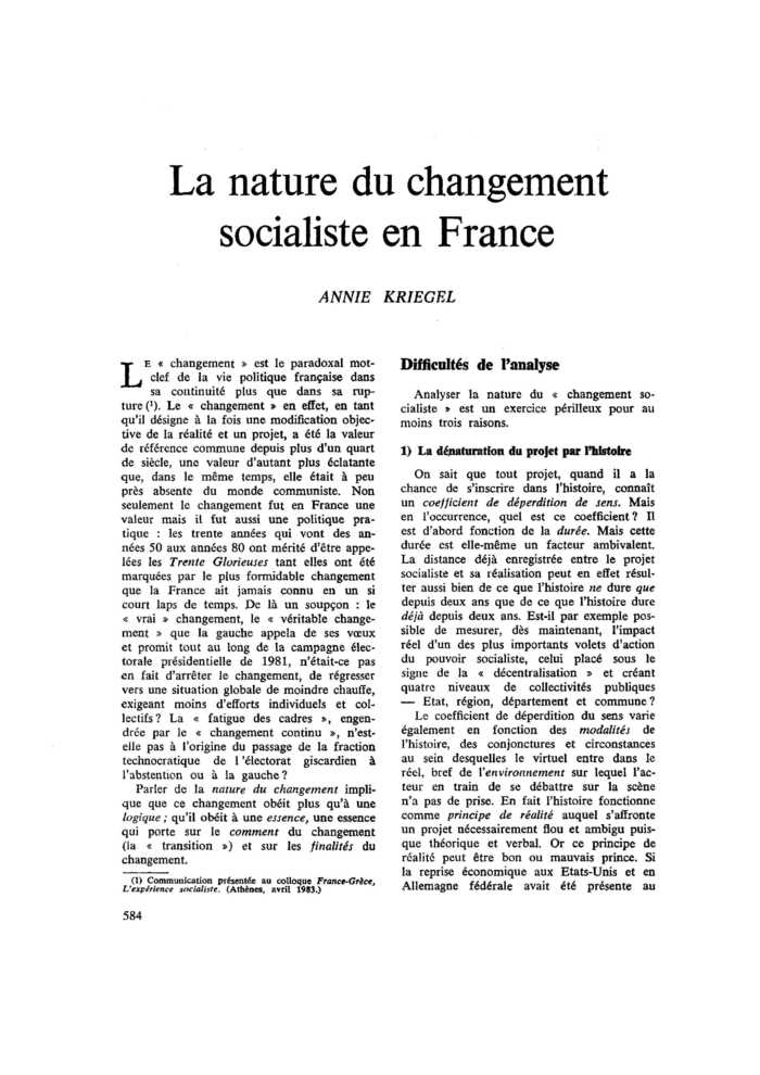 La nature du changement socialiste en France
 – page 1