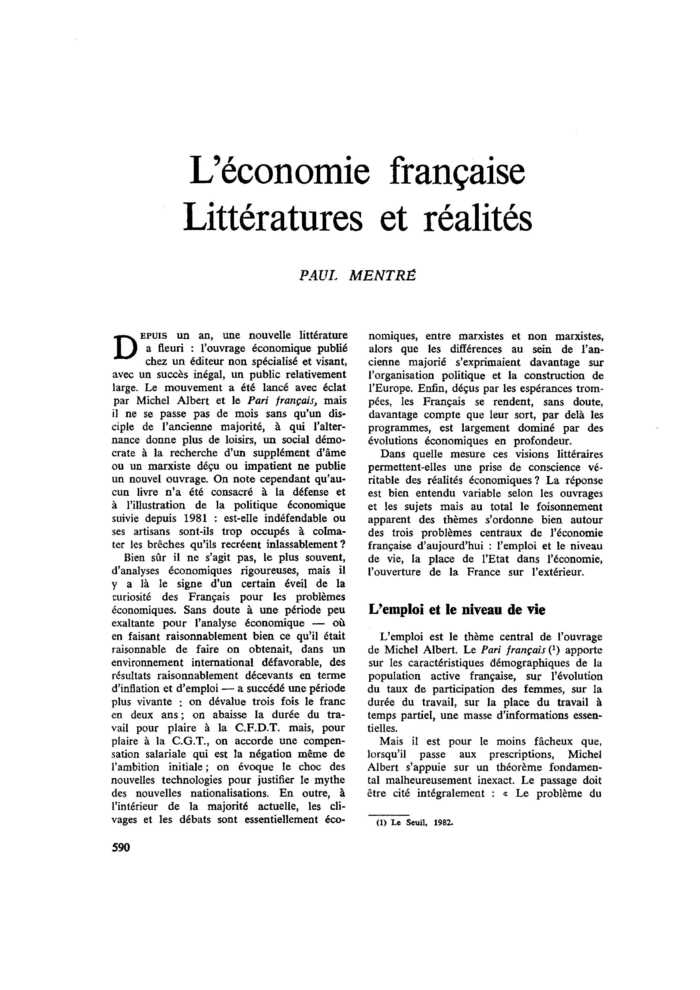 L’économie française. Littératures et réalités
 – page 1