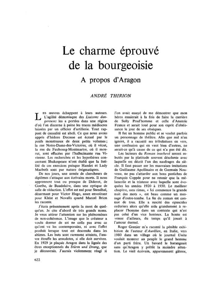 Le charme éprouvé de la bourgeoisie : à propos d’Aragon
 – page 1