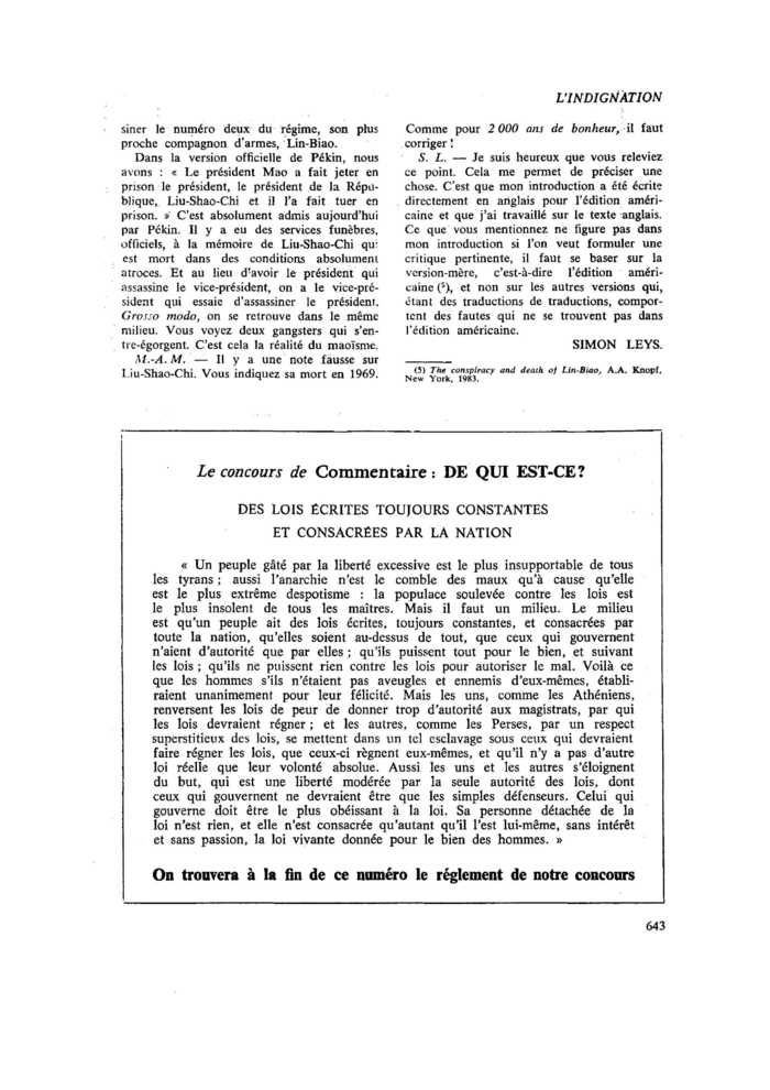 DES LOIS ÉCRITES TOUJOURS CONSTANTES ET CONSACRÉES PAR LA NATION
 – page 1
