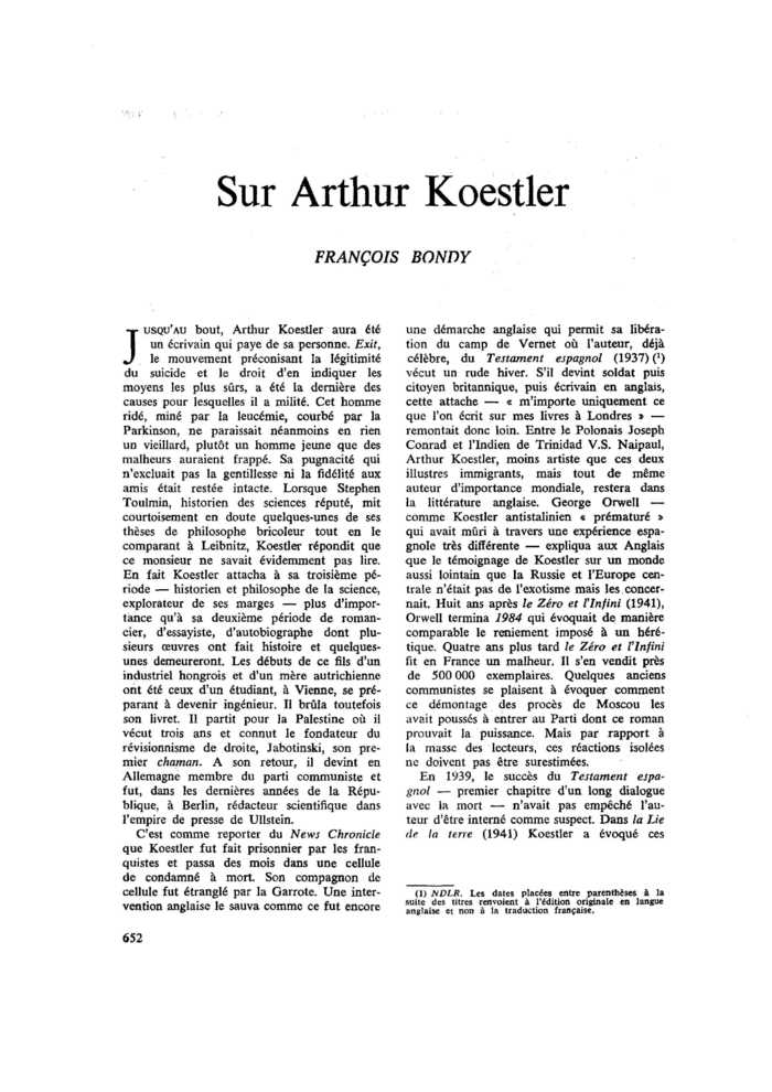 Sur Arthur Koestler
 – page 1