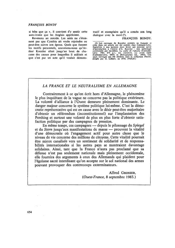 LA FRANCE ET LE NEUTRALISME EN ALLEMAGNE
 – page 1