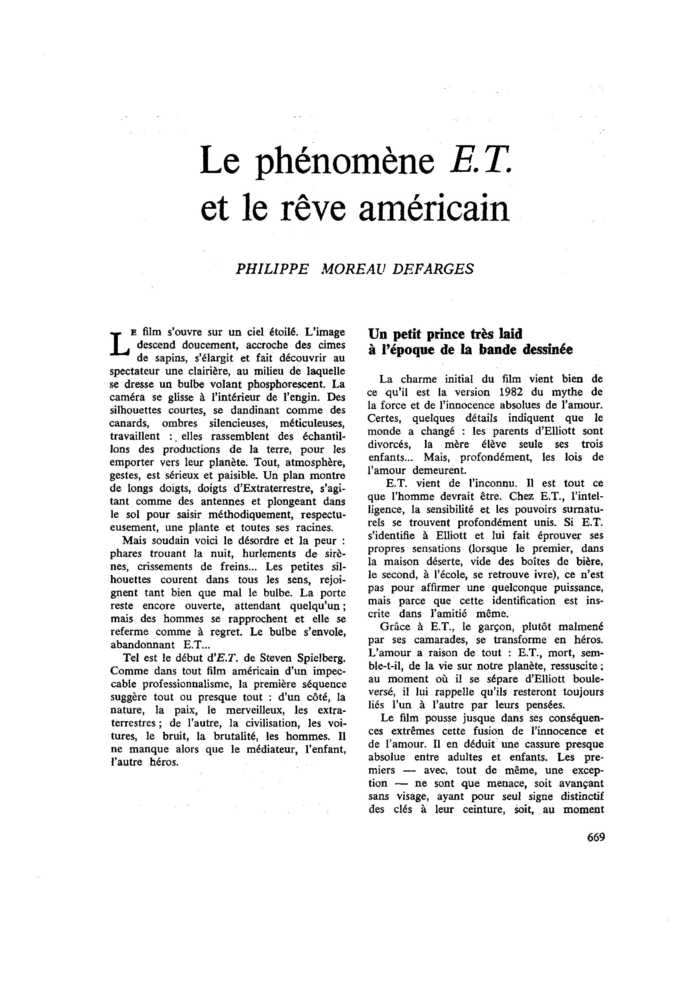 Le phénomène E.T. et le rêve américain
 – page 1